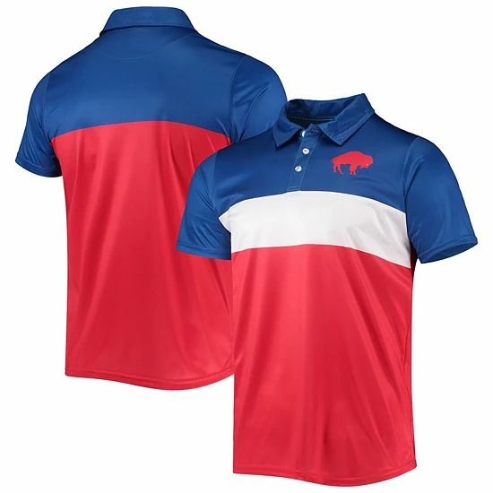 Best Pirce 🤩 Unbranded Men's FOCO Royal/Red Buffalo Bills Retro Colorblock Polo 🧨