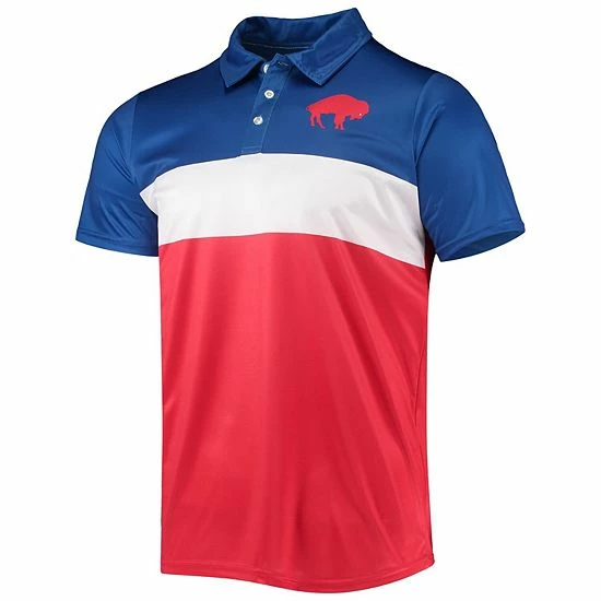 Best Pirce 🤩 Unbranded Men's FOCO Royal/Red Buffalo Bills Retro Colorblock Polo 🧨 - Image 3