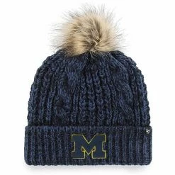 Flash Sale ❤️ Unbranded 👩 Women's '47 Navy Michigan Wolverines Meeko Cuffed Knit Hat With Pom 👍
