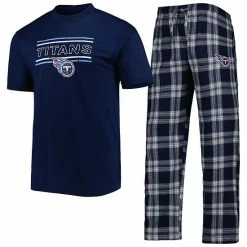 Best Sale 🎉 Unbranded Men's Concepts Sport Navy/Gray Tennessee Titans Badge Top & Pants Set 😀