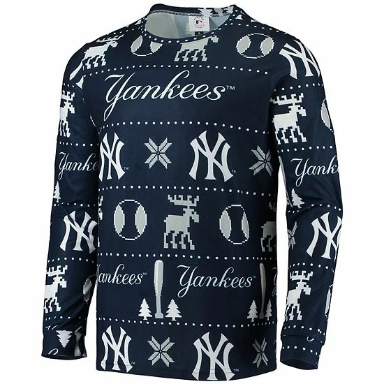 Buy ๐งจ Unbranded Men's FOCO Navy New York Yankees Ugly Pajama Sleep Set ๐งจ - Image 3