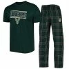 Budget 🌟 Unbranded Men's Concepts Sport Hunter Green/Black Milwaukee Bucks Badge T-Shirt & Pajama Pants Sleep Set 👍