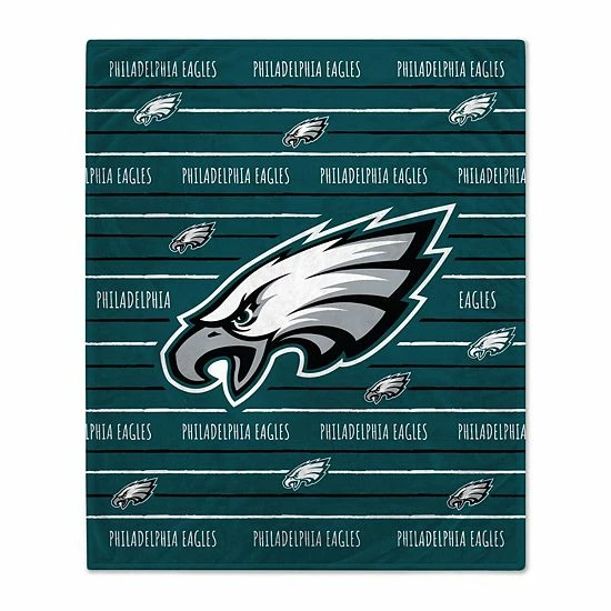 Budget ⌛ Unbranded Philadelphia Eagles 60'' X 80'' Logo Stripe Flannel Fleece Blanket ✔️