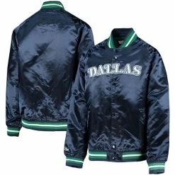 Top 10 💯 Unbranded Youth Mitchell & Ness Navy Dallas Mavericks Hardwood Classics Satin Raglan Full-Snap Jacket ⌛