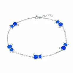 Top 10 😉 Unbranded Sterling Silver & Lab-Created Opal Cat Pendants Anklet Blue 😀