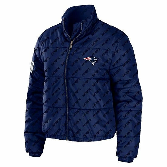 Buy ✨ Unbranded 👩 Women's WEAR By Erin Andrews Navy New England Patriots Puffer Full-Zip Jacket 👍 - Image 3