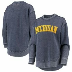 Outlet 👍 Unbranded 👩 Women's Pressbox Navy Michigan Wolverines Vintage Wash Pullover Sweatshirt 🎉