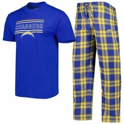 Wholesale 🧨 Unbranded Men's Concepts Sport Royal/Gold Los Angeles Chargers Badge Top & Pants Sleep Set ❤️