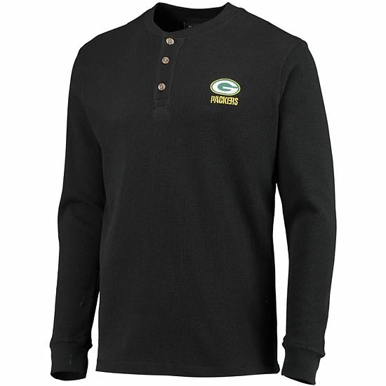 Cheapest 😉 Unbranded Men's Dunbrooke Black Green Bay Packers Logo Maverick Thermal Henley Long Sleeve T-Shirt 💯 - Image 3