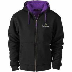 Hot Sale 🛒 Unbranded Men's Dunbrooke Black Minnesota Vikings Craftsman Thermal-Lined Full-Zip Hoodie ⌛