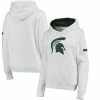 Promo 💯 Unbranded 👩 Women's White Michigan State Spartans Big Logo Pullover Sweatshirt 👏