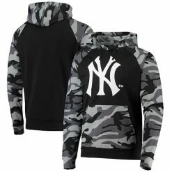 Best Sale ✨ Unbranded Men's FOCO Black New York Yankees Camo Raglan Pullover Hoodie 👏