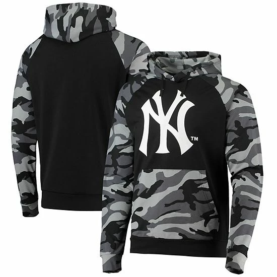 Best Sale โจ Unbranded Men's FOCO Black New York Yankees Camo Raglan Pullover Hoodie ๐ - Image 2