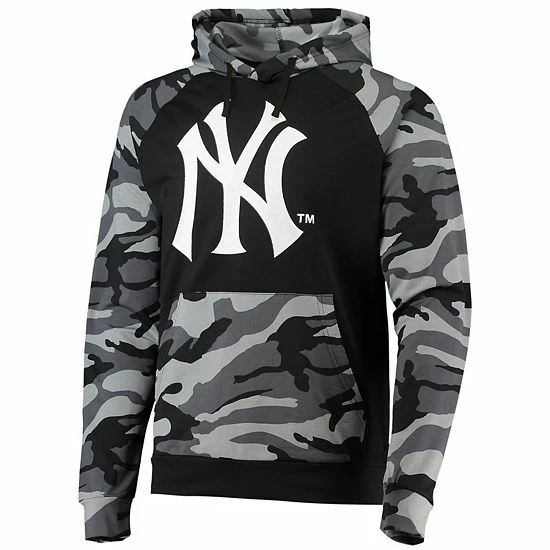 Best Sale โจ Unbranded Men's FOCO Black New York Yankees Camo Raglan Pullover Hoodie ๐ - Image 3