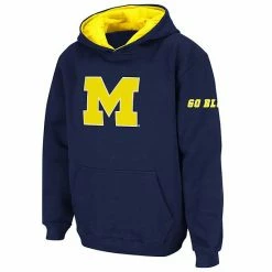 Best Sale 👍 Unbranded Youth Stadium Athletic Navy Michigan Wolverines Big Logo Pullover Hoodie 🧨