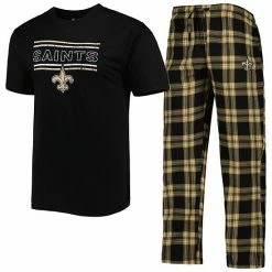 Budget 🥰 Unbranded Men's Concepts Sport Black/Gold New Orleans Saints Badge Top & Pants Set 😀