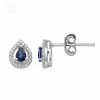 Promo 🤩 Unbranded Sterling Silver Genuine Sapphire & Diamond Accent Teardrop Stud Earrings 👏