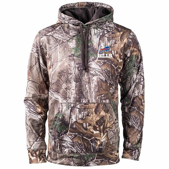 Hot Sale 😀 Unbranded Men's Dunbrooke Realtree Camo Buffalo Bills Circle Champion Tech Fleece Pullover Hoodie 😀