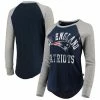 Discount 💯 Unbranded 👩 Women's Touch Navy New England Patriots Waffle Raglan Long Sleeve T-Shirt 💯