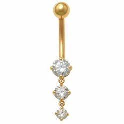 Cheapest ✨ Unbranded 10K Gold Dangle Round Cubic Zirconia Belly Ring ❤️
