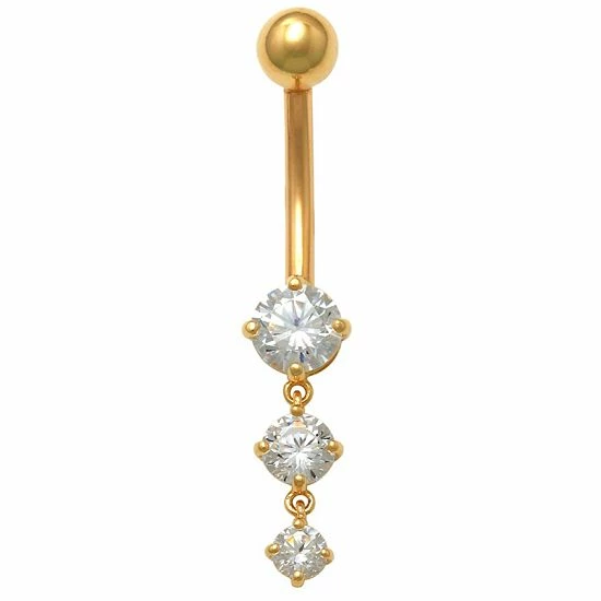 Cheapest ✨ Unbranded 10K Gold Dangle Round Cubic Zirconia Belly Ring ❤️