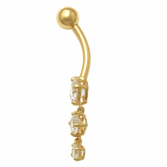 Cheapest ✨ Unbranded 10K Gold Dangle Round Cubic Zirconia Belly Ring ❤️ - Image 2