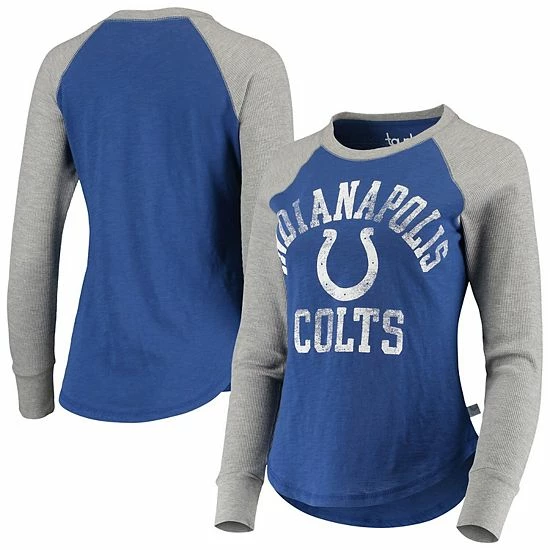 Cheapest ๐งจ Unbranded ๐ฉ Women's Touch Royal/Gray Indianapolis Colts Waffle Raglan Long Sleeve T-Shirt ๐คฉ - Image 2