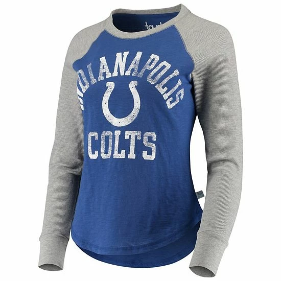 Cheapest ๐งจ Unbranded ๐ฉ Women's Touch Royal/Gray Indianapolis Colts Waffle Raglan Long Sleeve T-Shirt ๐คฉ - Image 3