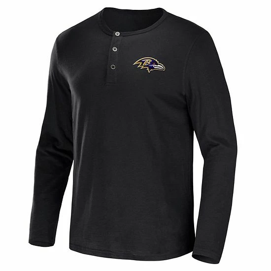 Wholesale 🤩 Unbranded Men's NFL X Darius Rucker Collection By Fanatics Black Baltimore Ravens Slub Jersey Henley Long Sleeve T-Shirt 🌟 - Image 3