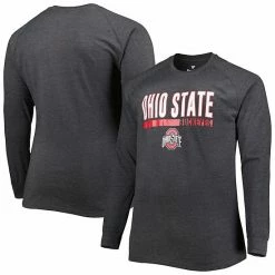 Wholesale ⭐ Unbranded Men's Heather Charcoal Ohio State Buckeyes Big & Tall Two-Hit Raglan Long Sleeve T-Shirt 😍