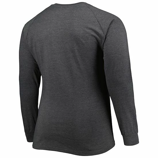Wholesale ⭐ Unbranded Men's Heather Charcoal Ohio State Buckeyes Big & Tall Two-Hit Raglan Long Sleeve T-Shirt 😍 - Image 4