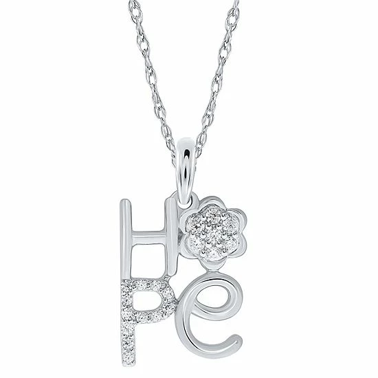 Best deal ✔️ Unbranded Sterling Silver 1/10 Carat T.W. Diamond "Hope" Pendant Necklace 🌟 - Image 5