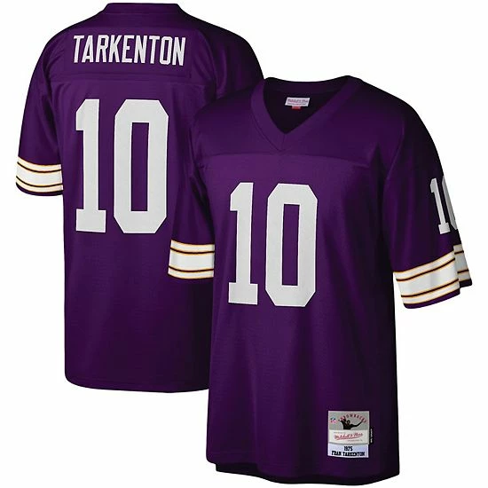 Cheap 🔔 Unbranded Men's Mitchell & Ness Fran Tarkenton Purple Minnesota Vikings Legacy Replica Jersey 😍 - Image 2