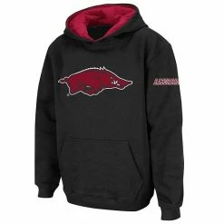 Wholesale 👍 Unbranded Youth Stadium Athletic Black Arkansas Razorbacks Big Logo Pullover Hoodie 🎉