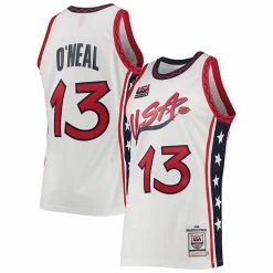 Best Sale 🔥 Unbranded Men's Mitchell & Ness Shaquille O'Neal White USA 🏀 Basketball 1996 Hardwood Classics Authentic Jersey 🔥