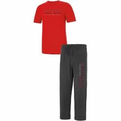 Hot Sale 🧨 Unbranded Men's Concepts Sport Heathered Charcoal/Scarlet Ohio State Buckeyes Meter T-Shirt & Pants Sleep Set 🛒