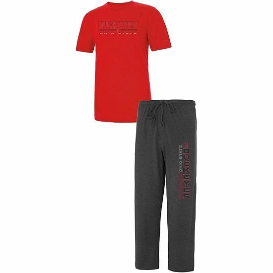 Hot Sale ๐งจ Unbranded Men's Concepts Sport Heathered Charcoal/Scarlet Ohio State Buckeyes Meter T-Shirt & Pants Sleep Set ๐