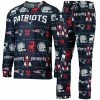 Discount 😉 Unbranded Men's FOCO Navy New England Patriots Wordmark Ugly Pajama Set 🥰