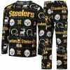 Best Pirce 🥰 Unbranded Men's FOCO Black Pittsburgh Steelers Wordmark Ugly Pajama Set 👏