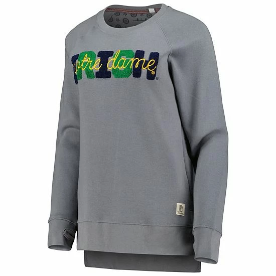 New 🌟 Unbranded 👩 Women's Pressbox Gray Notre Dame Fighting Irish Pinehurst Chenille Raglan Pullover Sweatshirt 💯 - Image 3
