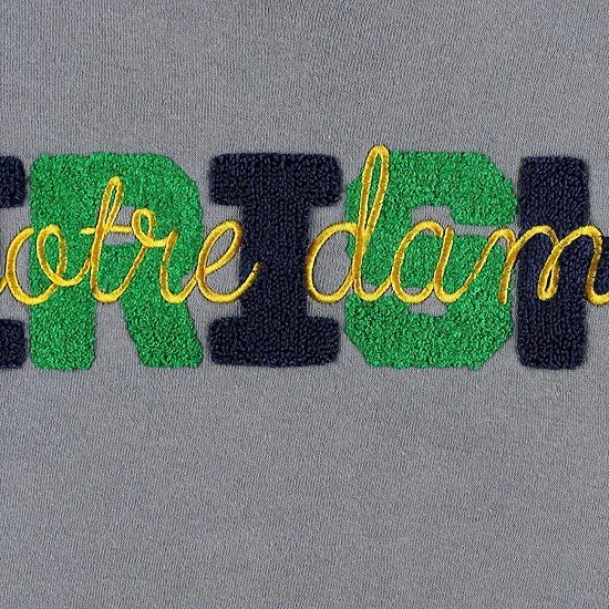 New 🌟 Unbranded 👩 Women's Pressbox Gray Notre Dame Fighting Irish Pinehurst Chenille Raglan Pullover Sweatshirt 💯 - Image 5