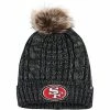 Promo 😀 Unbranded 👩 Women's '47 Black San Francisco 49ers Logo Meeko Cuffed Knit Hat With Pom ⭐