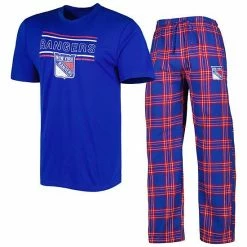 Brand new ⌛ Unbranded Men's Concepts Sport Blue/Red New York Rangers Badge T-Shirt & Pants Sleep Set ✔️