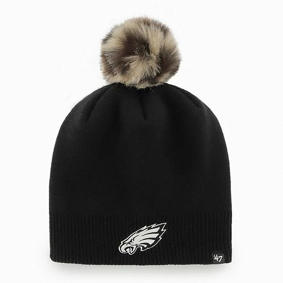 Best Sale 🔥 Unbranded 👩 Women's '47 Black Philadelphia Eagles Serengeti Beanie Hat With Pom 🔔