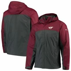 Promo ✔️ Unbranded Men's Columbia Maroon/Charcoal Virginia Tech Hokies Glennaker Storm Full-Zip Jacket 🔔