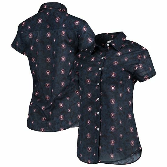 Outlet โญ Unbranded ๐ฉ Women's FOCO Navy Houston Astros Floral Button Up ๐ Shirt ๐