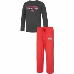 Budget 💯 Unbranded Men's Concepts Sport Scarlet/Heathered Charcoal Ohio State Buckeyes Meter Long Sleeve T-Shirt & Pants Sleep Set 💯
