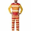 Promo 🧨 Unbranded Men's FOCO Red Kansas City Chiefs Team Ugly Pajama Set 😍