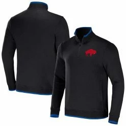 Flash Sale 🥰 Unbranded Men's NFL X Darius Rucker Collection By Fanatics Black Buffalo Bills Logo Quarter-Zip Top 👏