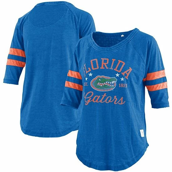 Wholesale โ๏ธ Unbranded ๐ฉ Women's Pressbox Royal Florida Gators Jade Vintage Washed 3/4-Sleeve Jersey T-Shirt โ